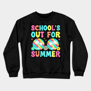 Last Day Of School Graduation Groovy Schools Out For Summer Crewneck Sweatshirt